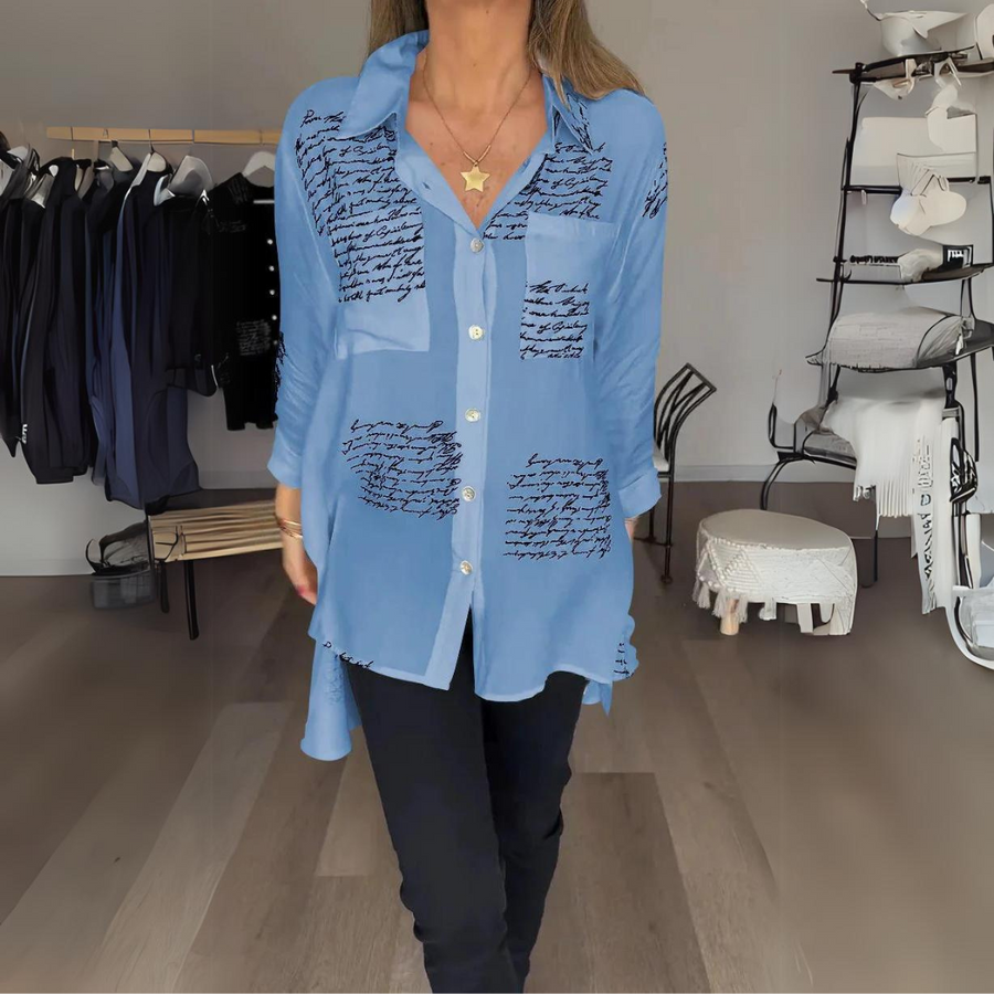 Meredith | Women's Script Print Button Up Shirt