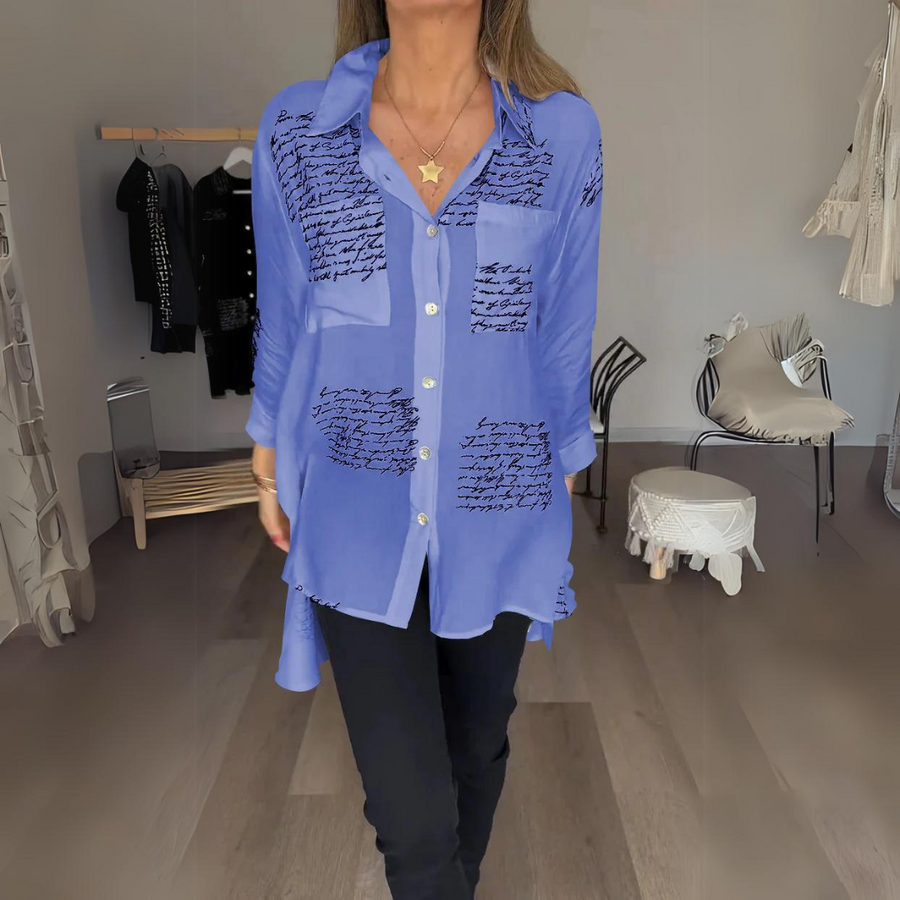 Meredith | Women's Script Print Button Up Shirt