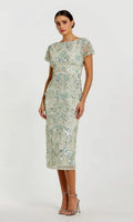 Midi Wedding Guest Dress: Mac Duggal 94150 Sage