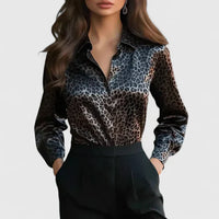 Miette | Women's Leopard Print Collared Long Sleeve Blouse