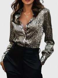 Miette | Women's Leopard Print Collared Long Sleeve Blouse