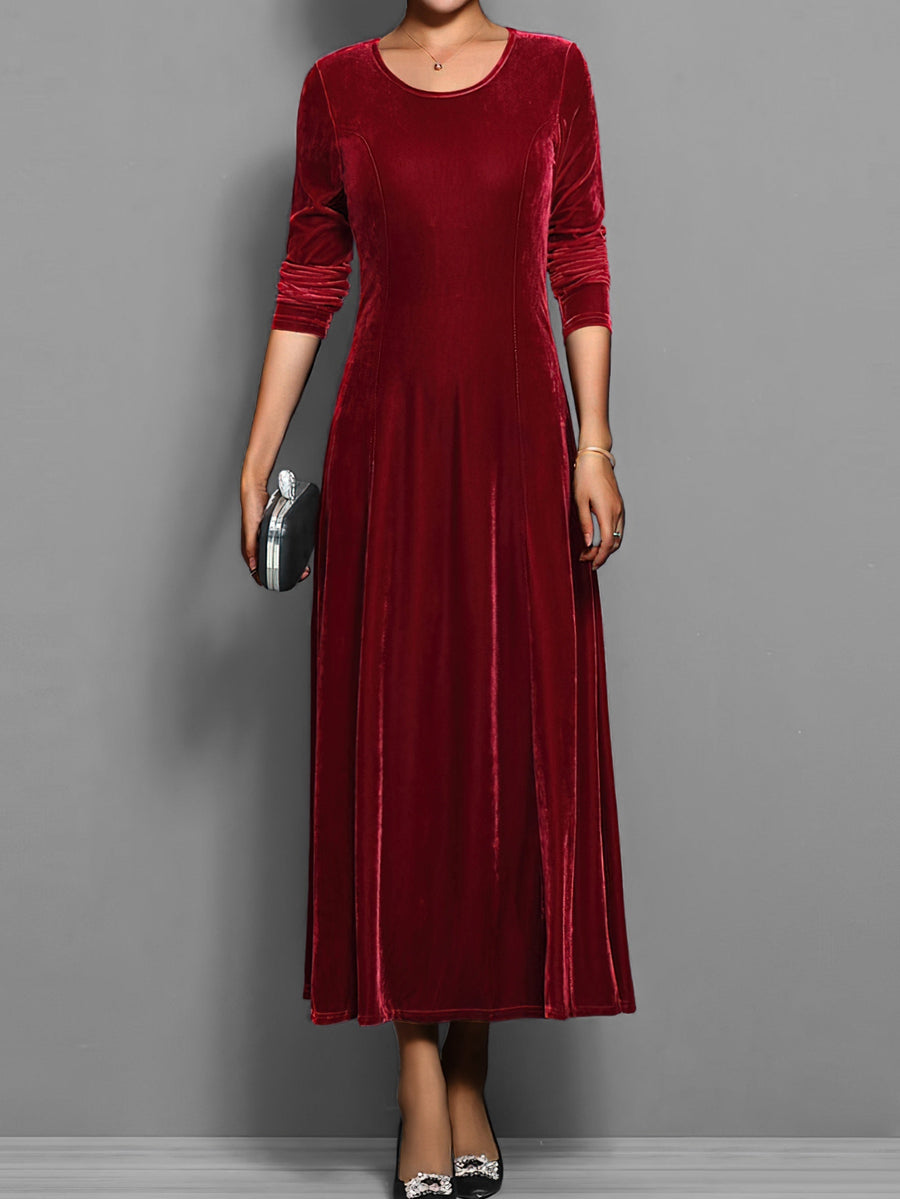 Millicent | Women's Round Neck Long Sleeve Maxi Dress