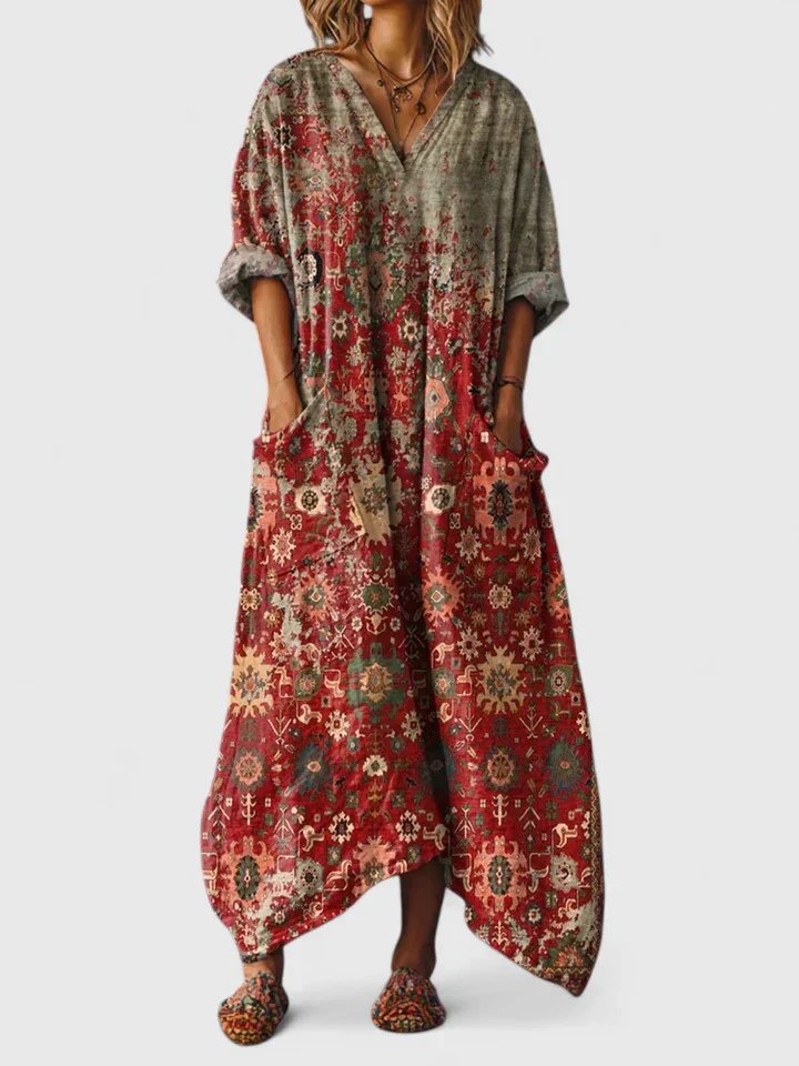 Mireille | Women's Boho Paisley Oversized Maxi Dress