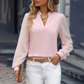 Mirelle | Women's V-Neck Puff Sleeve Long Sleeve Blouse