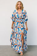 Morgan Maxi Dress Blue Brushstroke Print