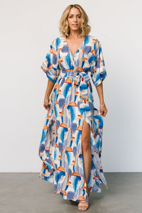 Morgan Maxi Dress Blue Brushstroke Print