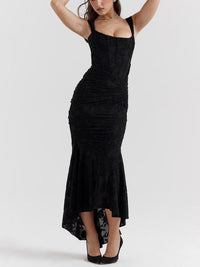 Isabella | Mother of the Bride Dress Corset Jacquard Lace Mermaid Midi Black
