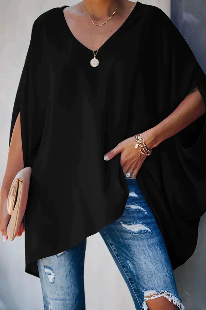 Nadette | Women's V-Neck Batwing Sleeve Tunic Top