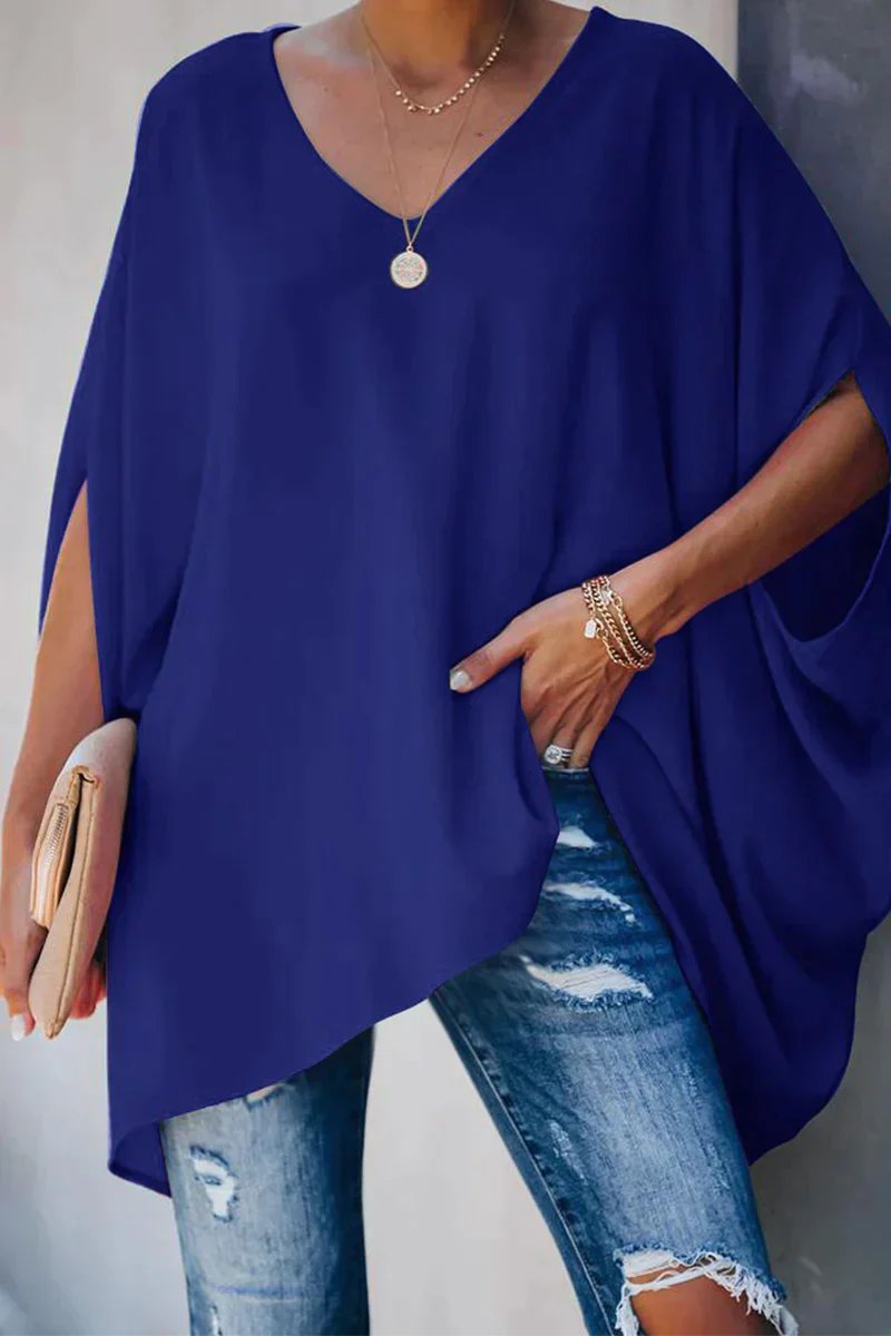 Nadette | Women's V-Neck Batwing Sleeve Tunic Top
