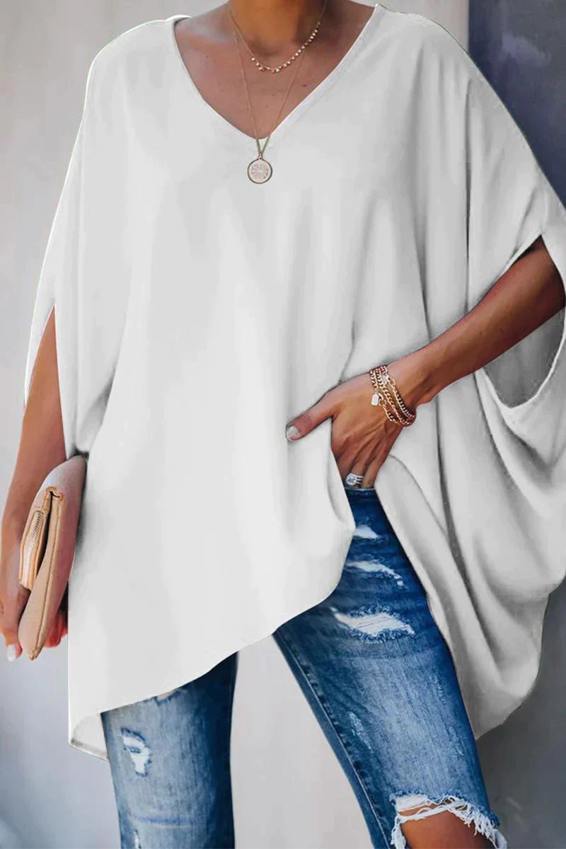 Nadette | Women's V-Neck Batwing Sleeve Tunic Top