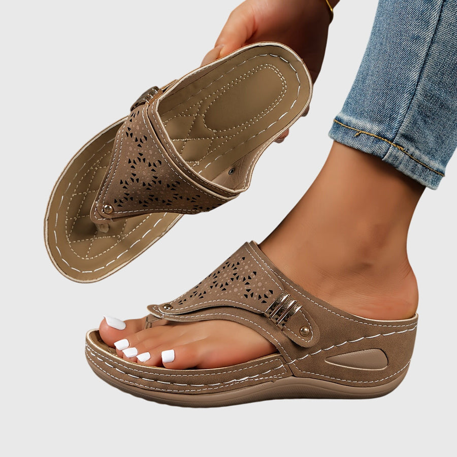 Nadia | Women's Perforated Toe Post Sandals