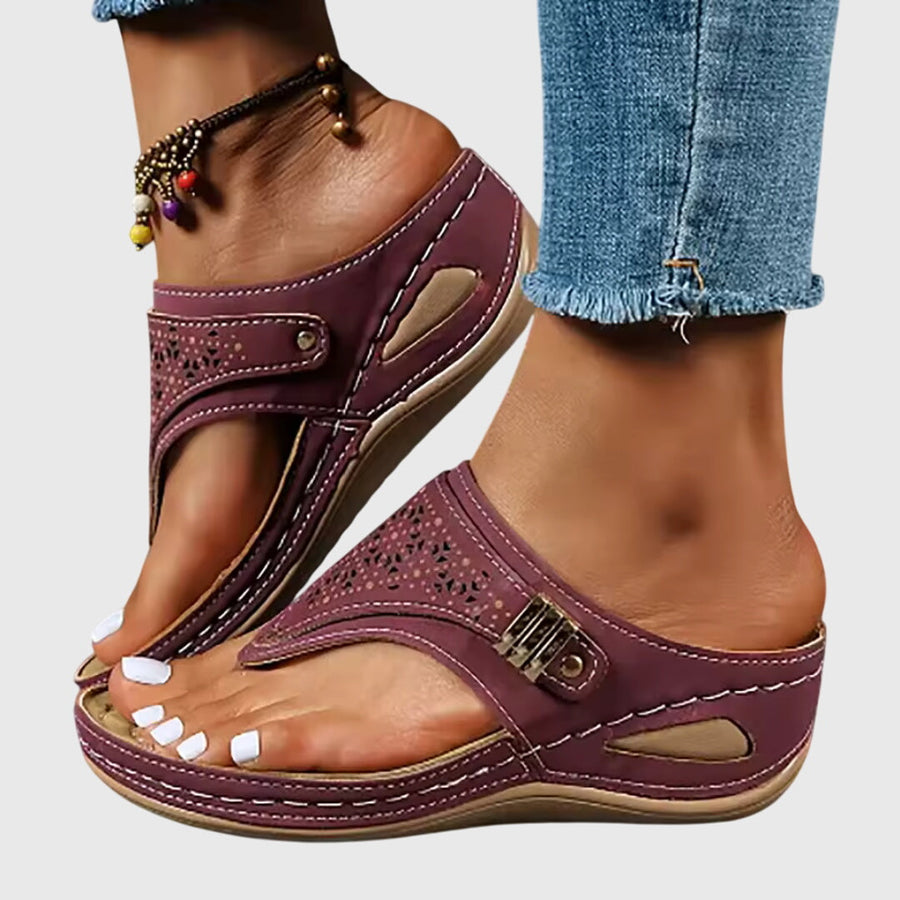 Nadia | Women's Perforated Toe Post Sandals