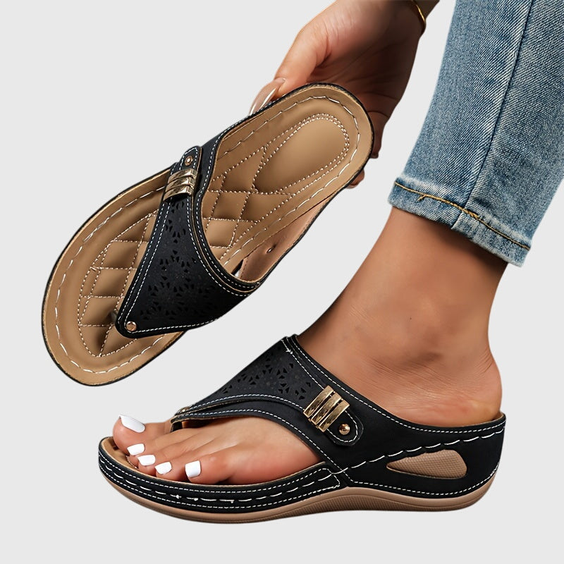 Nadia | Women's Perforated Toe Post Sandals