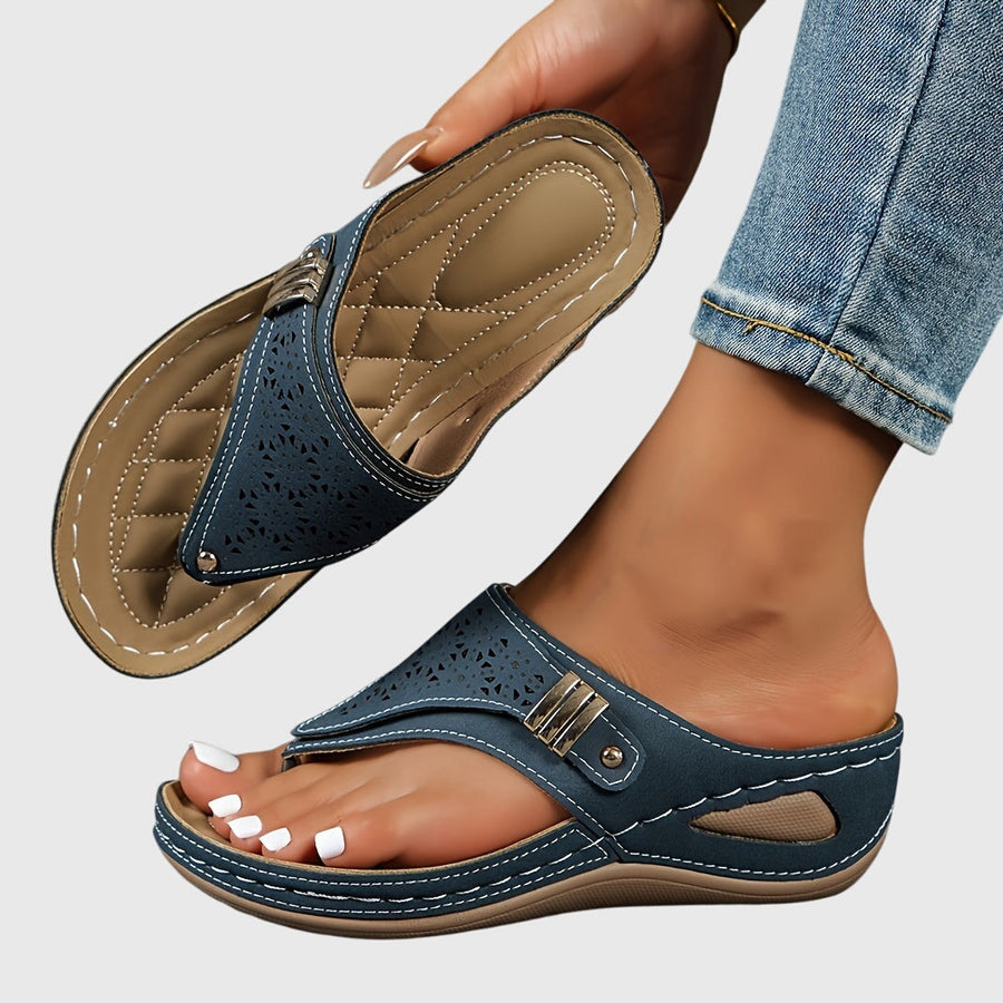 Nadia | Women's Perforated Toe Post Sandals