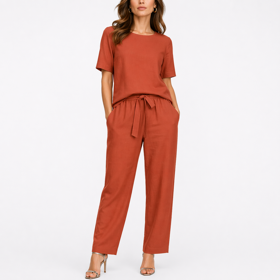 Nadia | Women's Short Sleeve Round Neck 2 Piece Set