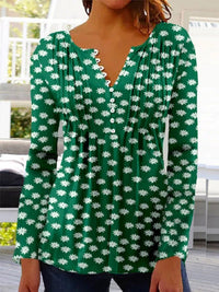 Nadine | Women's Floral Henley 3/4 Sleeve Blouse