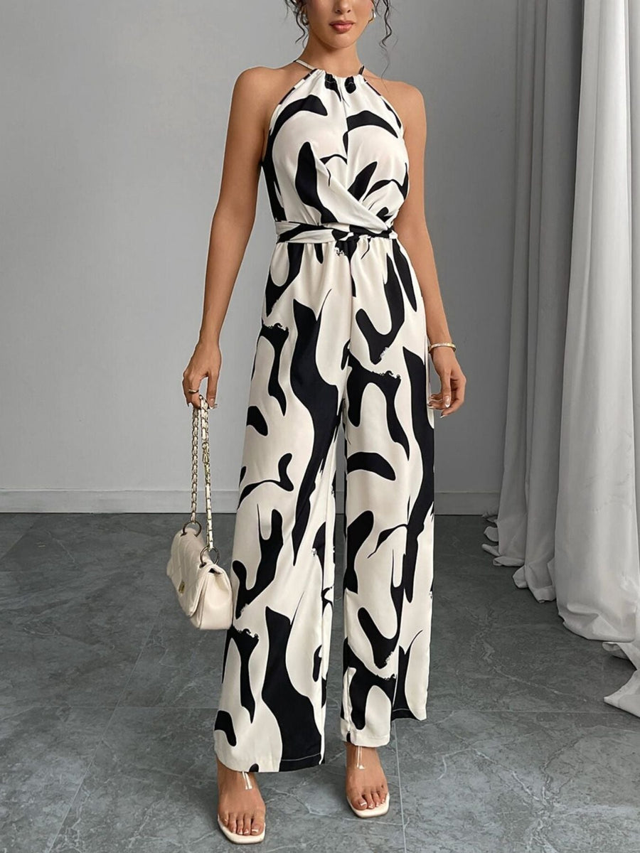 Navine | Women's Halter Neck Abstract Print Jumpsuit