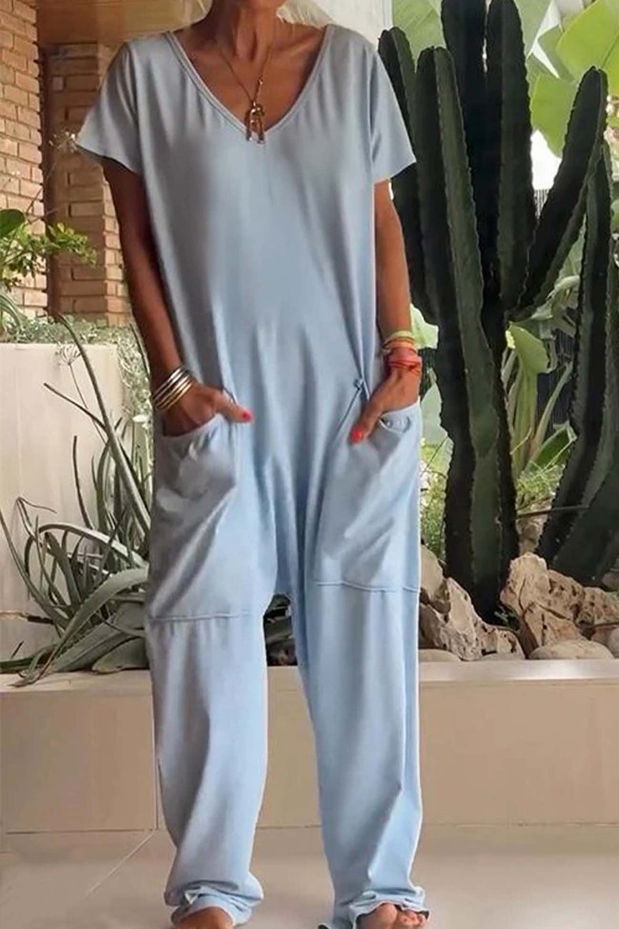 Niamh | Women's V-Neck Wide Leg Jumpsuit
