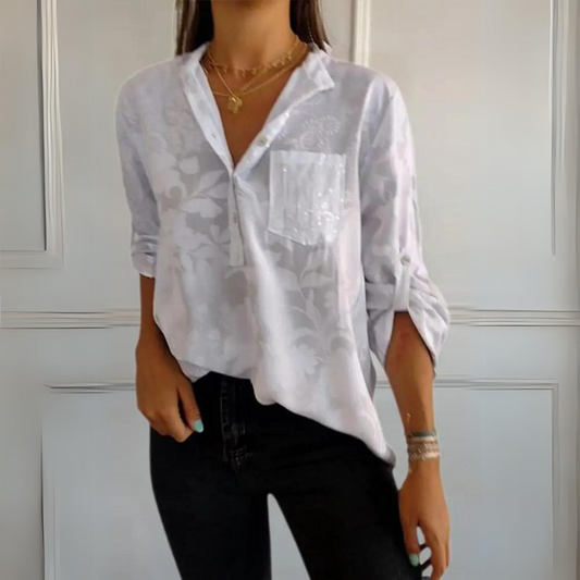 Nicolette | Women's Collared Long Sleeve Blouse