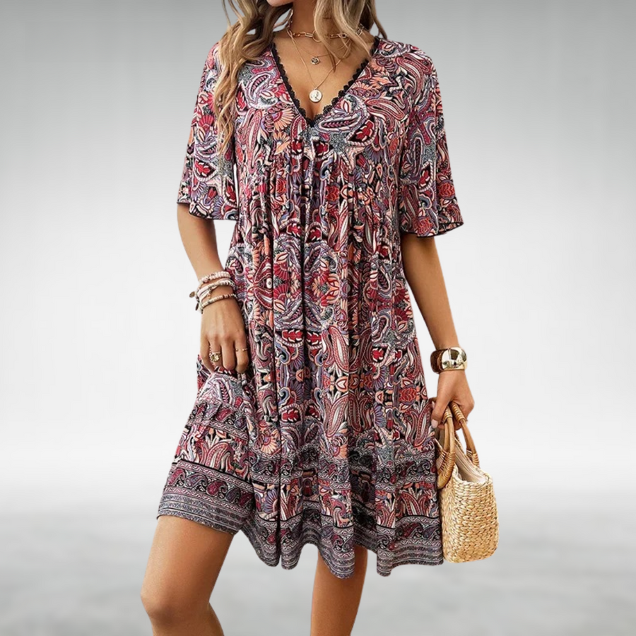 Noelle | Women's Printed V-Neck Mini Dress