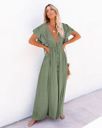Octavia | Women's V-Neck Button Front Maxi Dress