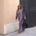 Octavia | Women's V-Neck Long Sleeve Printed Maxi Dress