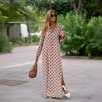 Octavia | Women's V-Neck Long Sleeve Printed Maxi Dress