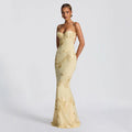 Odalys | Women's Floral Appliqué Spaghetti Strap Maxi Dress