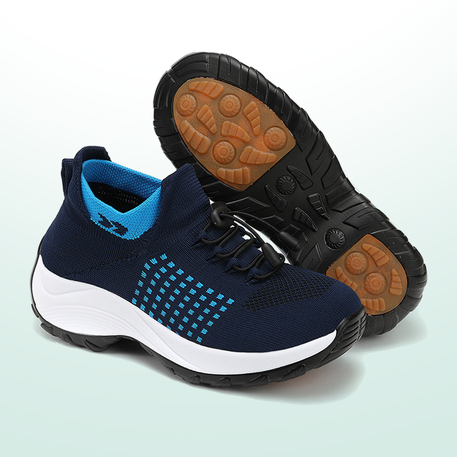 Zaria – Orthopedic Knit Fabric Shoes in Blue & Navy Blue