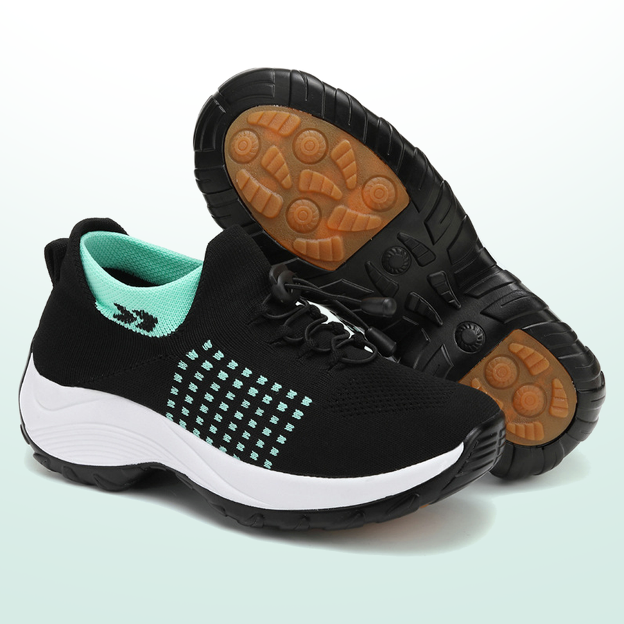 Alouette – Orthopedic Knit Fabric Shoes in Green & Black