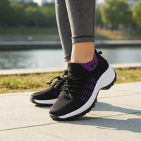 Clementine – Orthopedic Knit Fabric Shoes in Purple & Black
