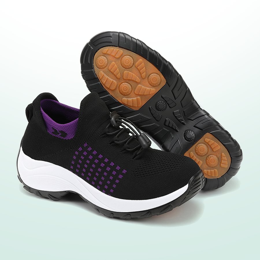 Clementine – Orthopedic Knit Fabric Shoes in Purple & Black