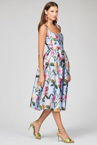Olena Dress In Glacial Blue Blossoms