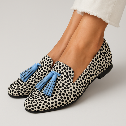 Olympianne | Women's Polka Dot Tassel Loafers