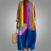 Ondine | Women's Geometric Striped Maxi Dress