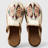 Ophelia | Women's Embroidered Floral Flat Mules