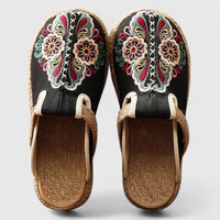 Ophelia | Women's Embroidered Floral Flat Mules
