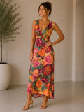 Orange Parisian Floral Alicia Midi Dress