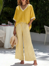 Nyla - Striped Linen & Cotton Set
