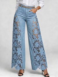 Aurelia - High Waisted Wide Leg Embroidered Loose Fit Jeans