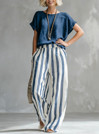 Kizzy - Striped Cotton-Linen Set