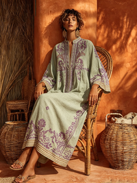 Cerys - Embroidered Mediterranean Maxi Dress