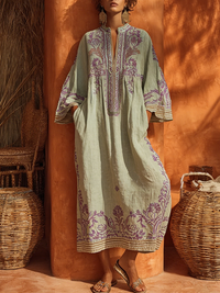 Cerys - Embroidered Mediterranean Maxi Dress