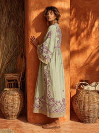 Cerys - Embroidered Mediterranean Maxi Dress