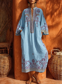 Cerys - Embroidered Mediterranean Maxi Dress