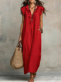 Corin - Flowy Linen Boho Maxi Dress