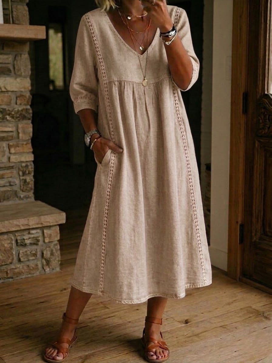 Helena - Casual Loose-Fitting Patchwork Lace Dress