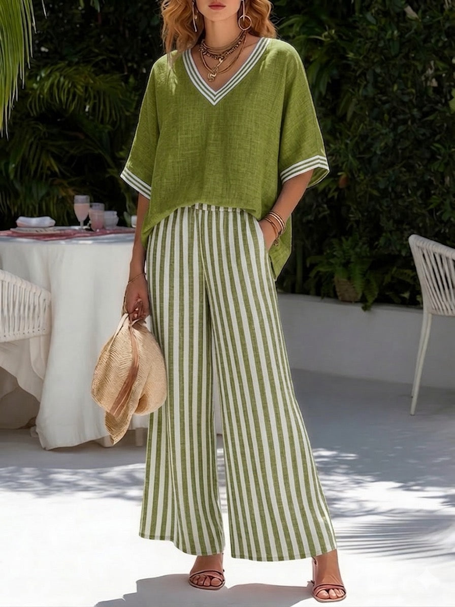 Nyla - Striped Linen & Cotton Set