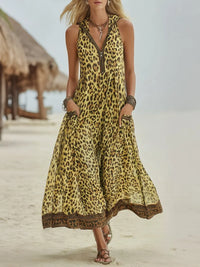 Romilly - Retro Green Leopard Hooded Dress