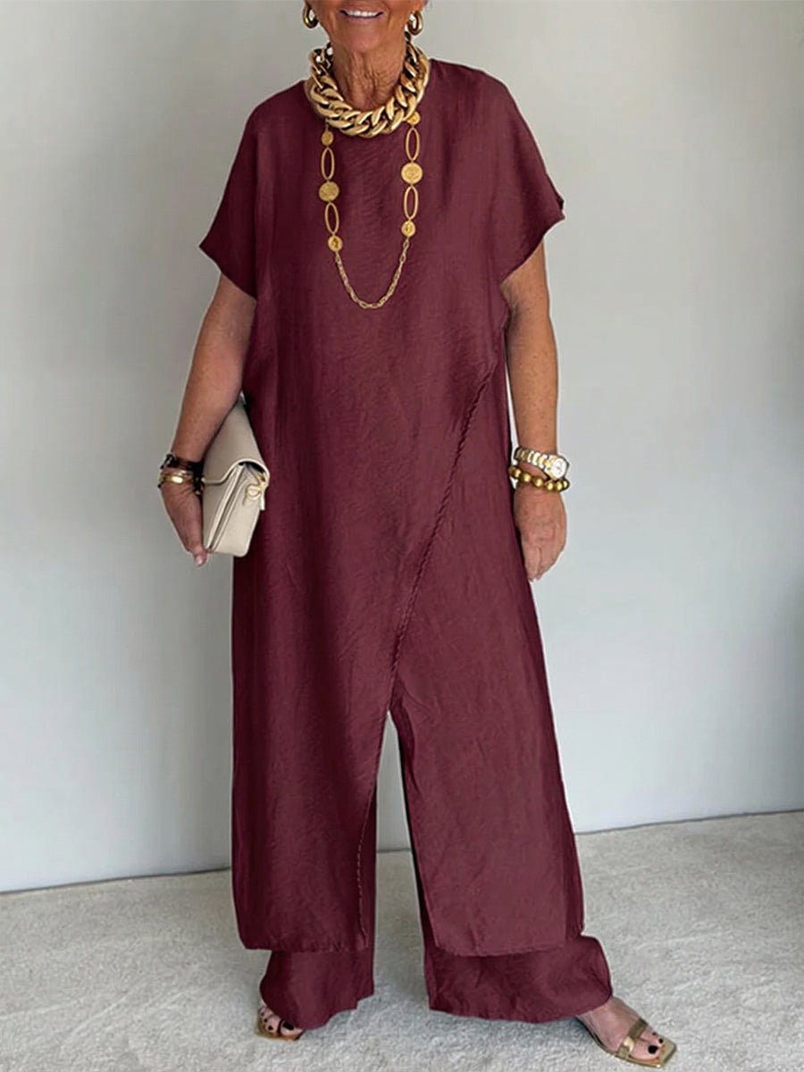 Liora - Cozy Asymmetrical Two-Piece Set